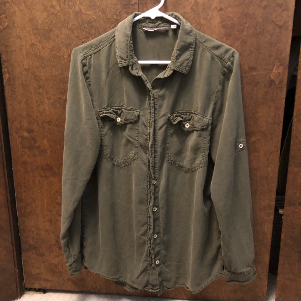Green Athleta Button-Down